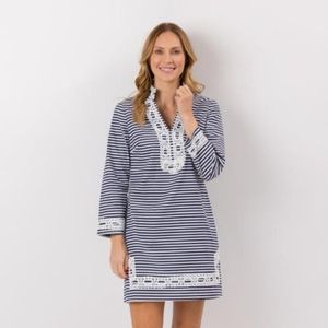 Sail to Sable long sleeve classic tunic stripes with embroidery NWT